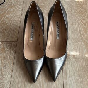 Manolo Blahnik Metallic Silver Heels